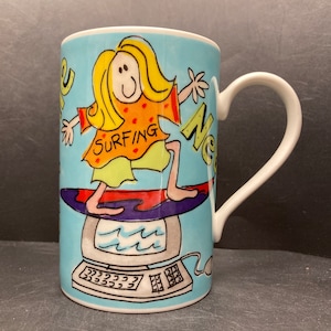 Vintage Dunoon Website Surfing the Web stoneware mug Jane Brookshaw made in Scotland