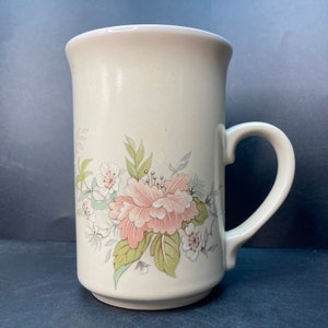 Vintage Ashdale Dog Roses and Peony? pink flower ceramic mug made in Great Britain