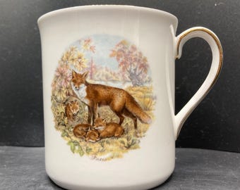 Vintage Regency Foxes English Bone China Mug Made in England