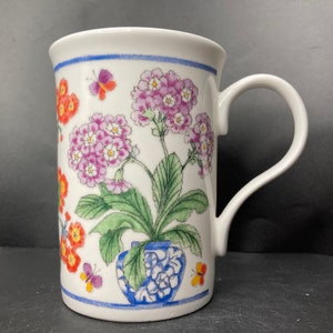 Vintage Crown Trent China Limited Primroses in Pots fine bone china mug made in England