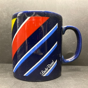 Vintage Kilncraft Linda Beard diagonally striped ceramic mug Coloroll England