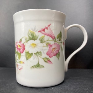 Vintage Crown Trent Petunias? Floral fine bone china mug Staffordshire England