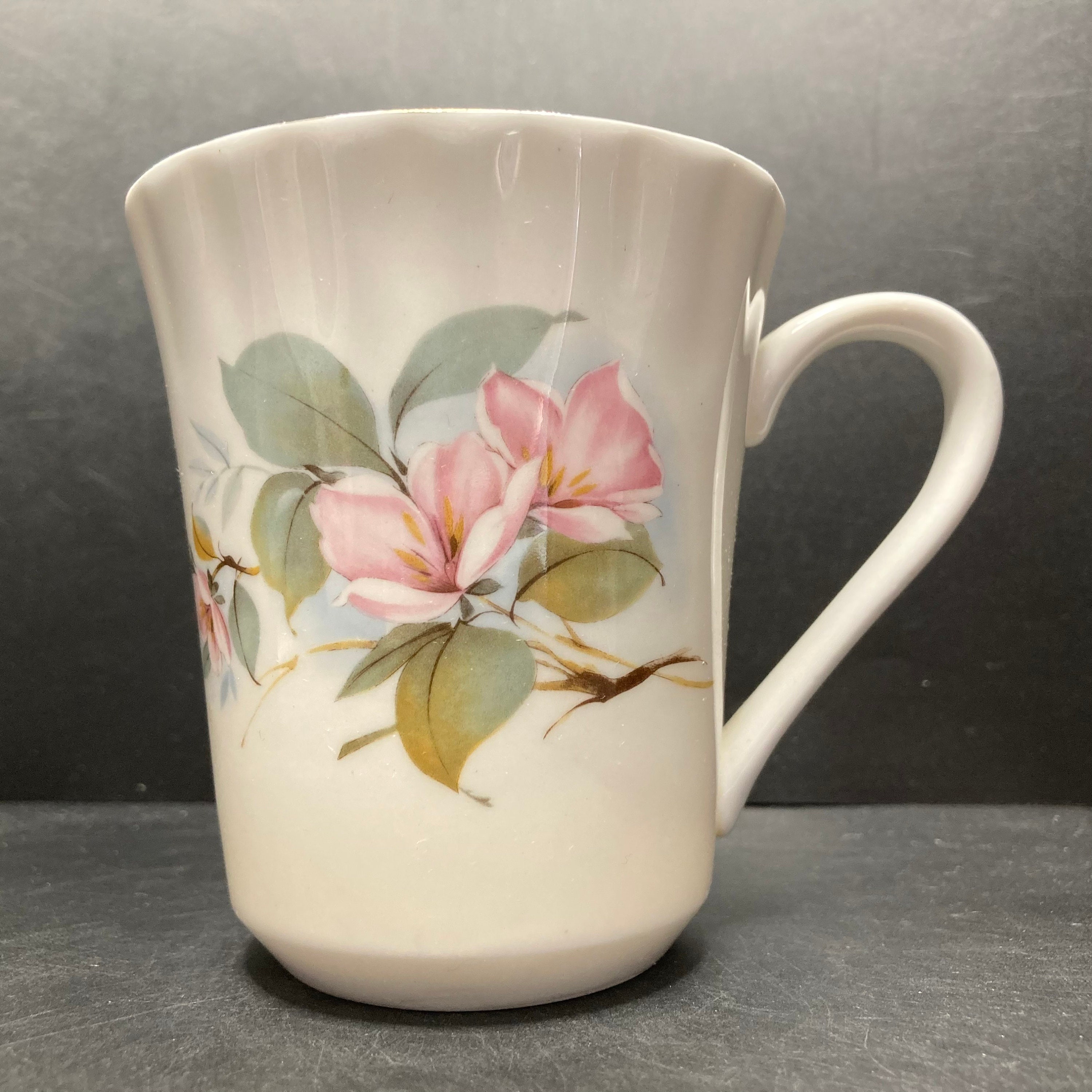 Vintage Queensway Pink Apple Blossom Fine Bone China Mug Made in