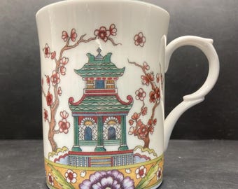 Vintage Kingsbury Fine Bone China Floral Mugs Staffordshire