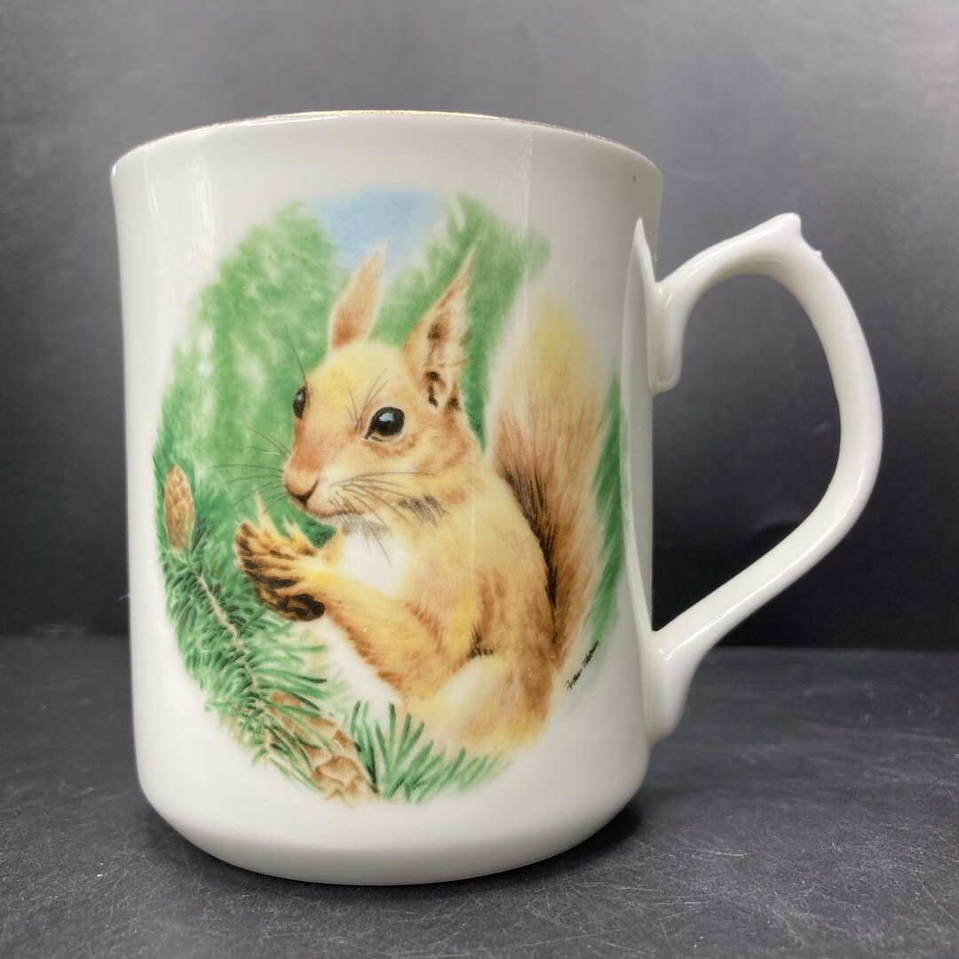 Vintage Nanrich Pottery Red Squirrel Eating Pine Cones Small Fine Bone