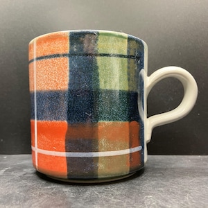 Vintage The Taim Pottery SMALL Tartan Stoneware Mug Made in Scotland