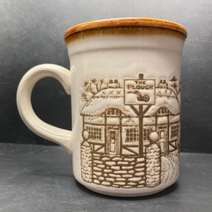 Vintage Biltons The Plough & Black Swan Country Pubs Embossed Stoneware Mug Made in England