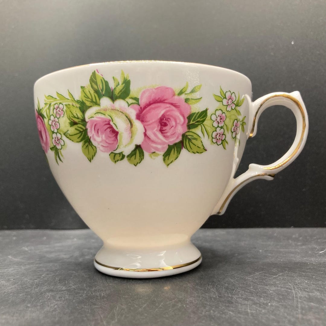 Vintage Colclough Pink & White Roses Floral Bone China Tea Cup B578 ...