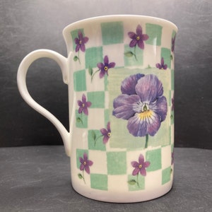 Vintage Crown Trent China Limited Purple Poppy floral fine bone china mug made in England