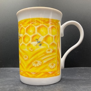 Vintage Crown Trent China Limited Honeybees on Honeycomb London Herb & Spice Company Fine Bone China Mug Made in England