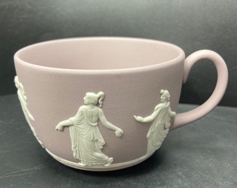 Vintage Wedgwood White bas relief Dancing Hour figurines on Lilac Jasperware cup made in England *No Saucer*