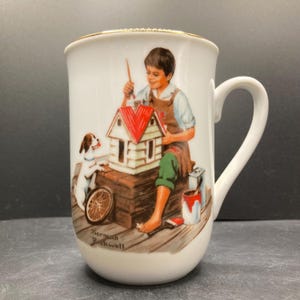 Vintage 1982 Norman Rockwell A Dollhouse for Sis Stoneware Mug Norman Rockwell Museum Seal of Authenticity