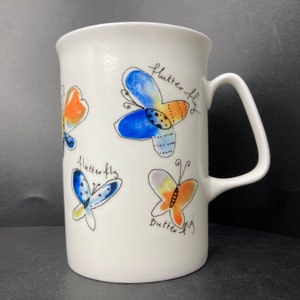 Vintage Rose of England Flutterfly Butterfly fint benporslinsmugg tillverkad i Storbritannien