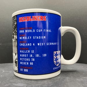 Vintage Headliners VM-final 1966 England vs Tyskland 4:2 Stengodsmugg Tillverkad i England *Tillverkad senare än 1966*