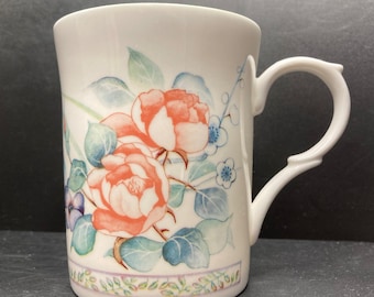 Vintage Kingsbury Albertine & Dog Roses fine bone china mug Staffordshire Tableware made in England