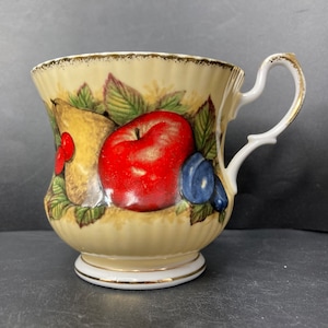 Vintage Queen’s Antique Fruit Series English fine bone china teacup A Crownford Product Staffordshire England *No Saucer*