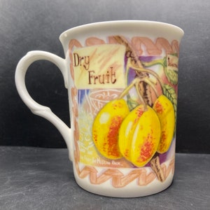 Vintage Royal Burlington Collection Dry Fruit Denniston’s Superb Victoria Plums Staffordshire bone china mug made in England