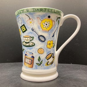 Vintage Crown Trent China Limited Pekoe English Breakfast Darjeeling Tea Fine Bone China Mug Made in England
