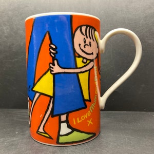 Vintage Dunoon I Love Mum and Dad X stoneware mug Anne Searle made in Scotland