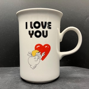 Vintage I Love You with Chubby Cupid & Loveheart Stoneware Mug Churchill Made in England