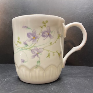 Vintage Crown Trent Purple Wildflowers Perennial Flax? Floral fine bone china mug Staffordshire England