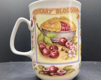 Taza vintage de porcelana con diseño de flor de cerezo de Rose of England, hecha en Inglaterra
