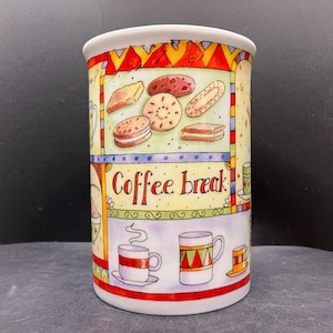 Vintage Duchess Fine Bone China Mug: Coffee Break Croissants, Made in England