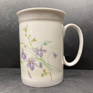 Vintage Roy Kirkham Pottery Purple Wildflowers small bone china mug England