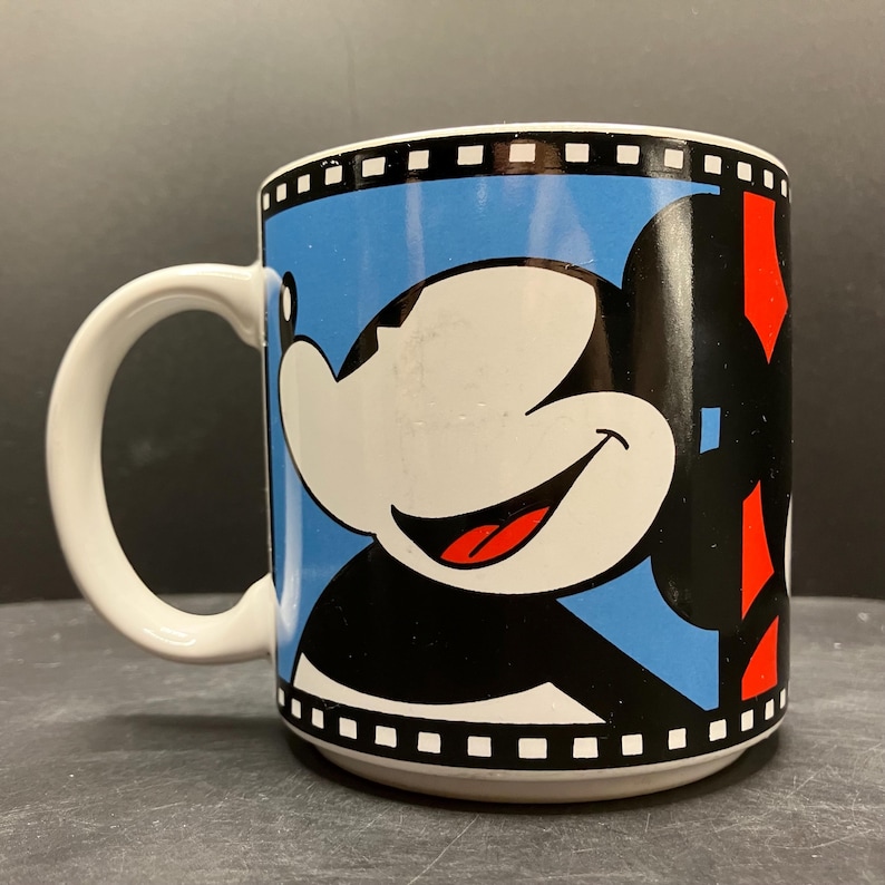 Vintage Disney Musse Pigg med filmremsa i stengodsmugg tillverkad i Japan bild 3
