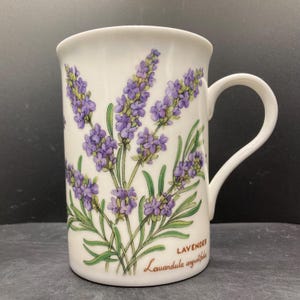 Vintage Crown Trent China Limited Lavender Lavandula Angustifolia Floral Fine Bone China Mug Made in England