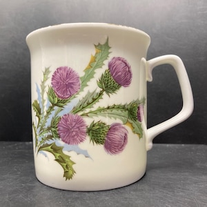 Vintage Royal Vale Scottish Thistle Bone China Mug Made in England *Flawed*