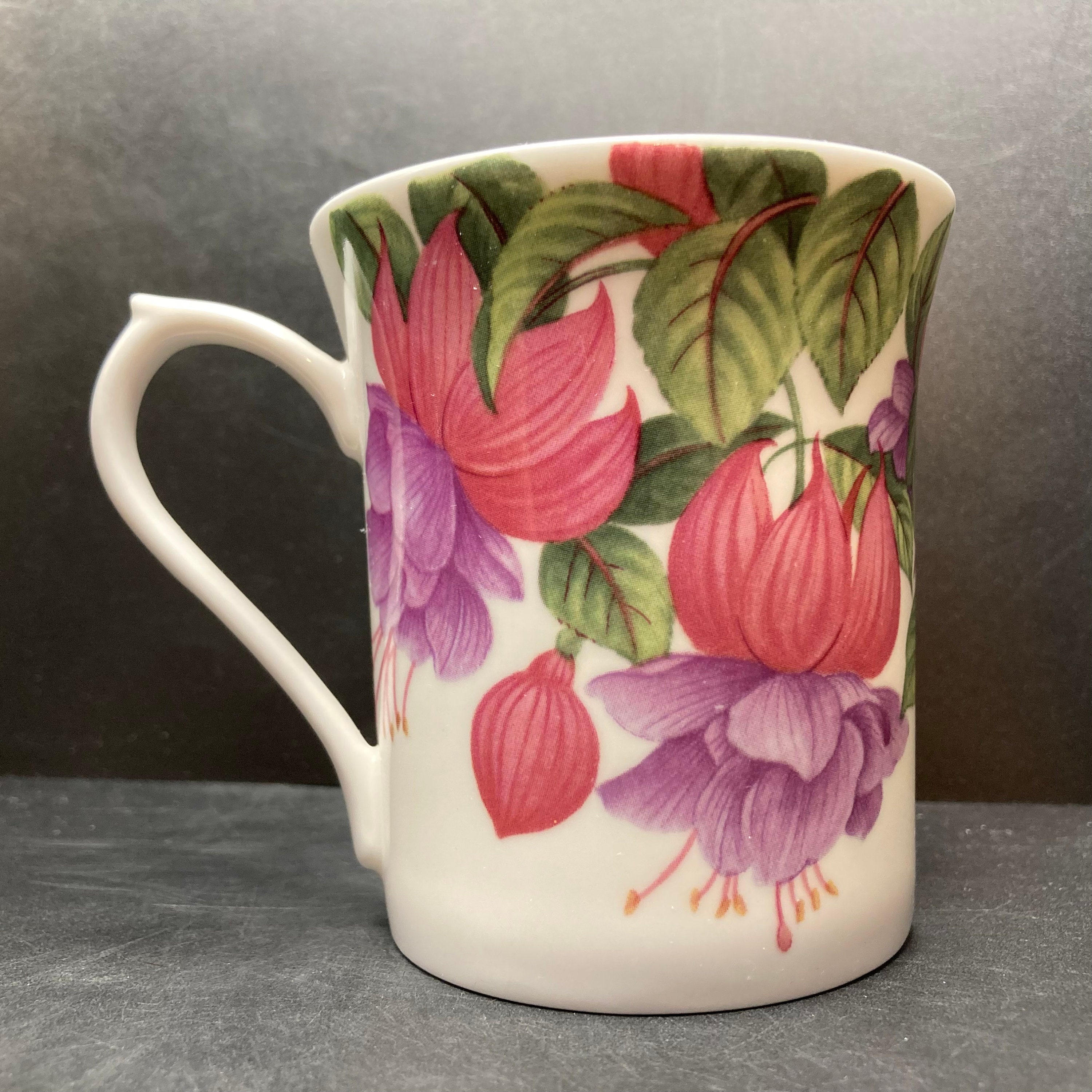 Vintage Queens Winston Churchill Fuchsias Floral Fine Bone China Mug