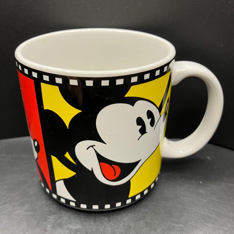 Vintage Disney Musse Pigg med filmremsa i stengodsmugg tillverkad i Japan bild 14