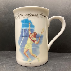 Vintage 1998 Tennis Davis Cup 100 year anniversary John McEnroe Bill Tilden fine bone china mug Staffordshire Tableware made in England