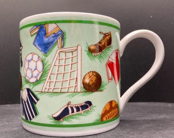 Vintage 1999 Wedgwood Goal Football Bone China Mug Made in England