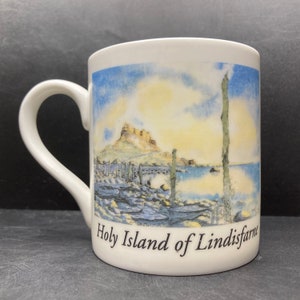 Vintage Holy Island of Lindisfarne beach scene fine china mug Caledonia