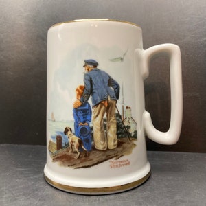 Vintage 1985 Norman Rockwell Looking out to Sea porcelain mug/tankard The Norman Rockwell Museum Inc made in Japan