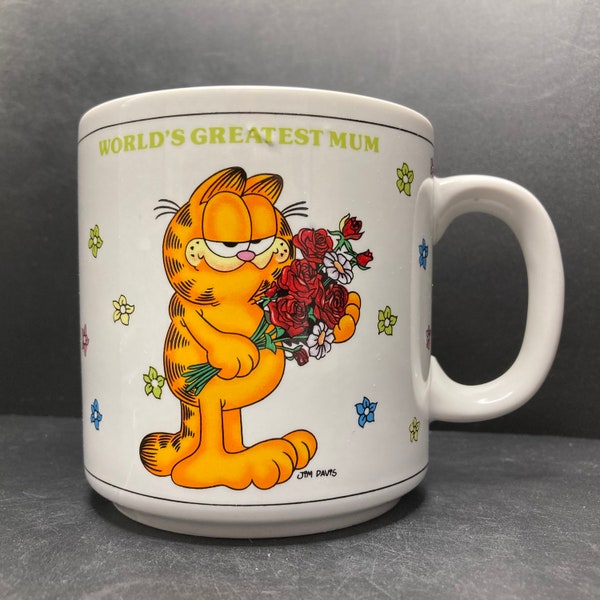 Vintage 1978 Garfield World’s Greatest Mum ceramic mug Jim Davis United Features Inc