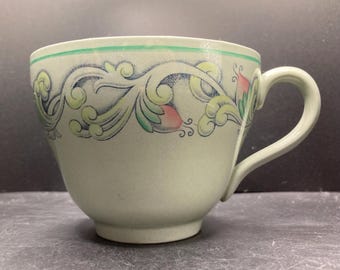 Vintage Spode Flemish Green Saucer: England Retro China (14.5cm
