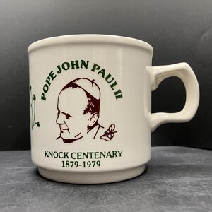 Vintage Ireland 1979 Pope John Paul II Knock Centenary 1879-1979 Ceramic Mug Made in Ireland *Chipped*