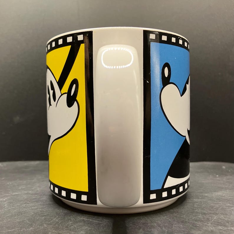 Vintage Disney Musse Pigg med filmremsa i stengodsmugg tillverkad i Japan bild 4