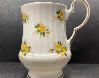 Vintage Royal Windsor Yellow Roses floral fine bone china footed mug made in England