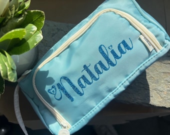 Custom Pastel Kids Pencil Pouch - Personalized School Supplies - Large Canvas Case