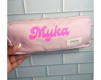 Personalized Three Layer Canvas Pencil Case for Kids with Zipper, Stationery Bag for School Supplies
