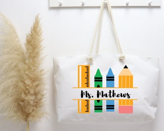 Personalized Teacher Appreciation Tote, Custom Gift Idea for Educators, Perfect End of Year Present