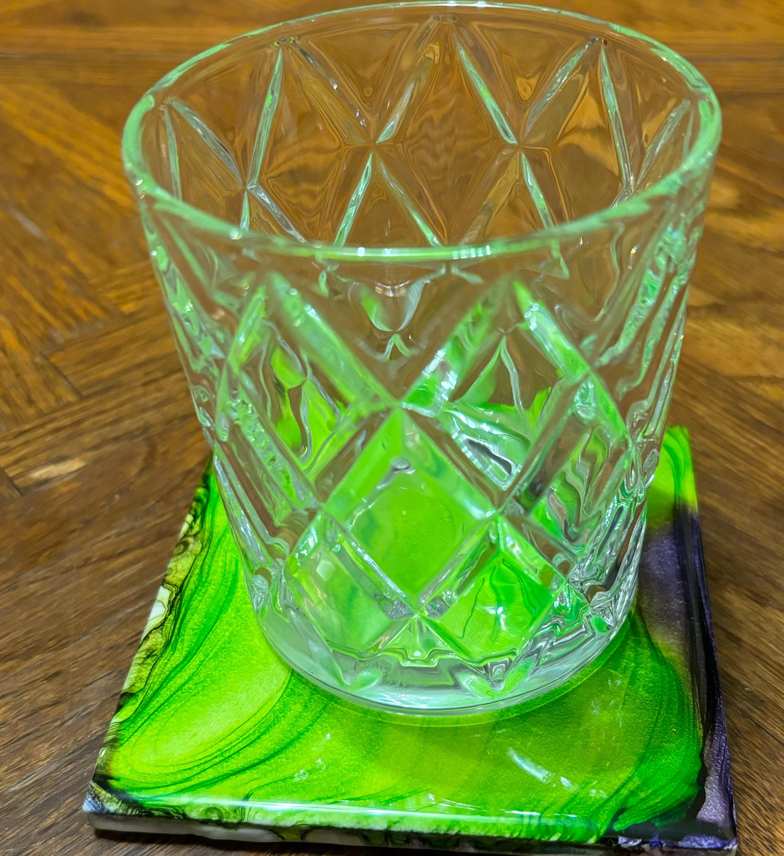 Bright green coaster - Energy waves
