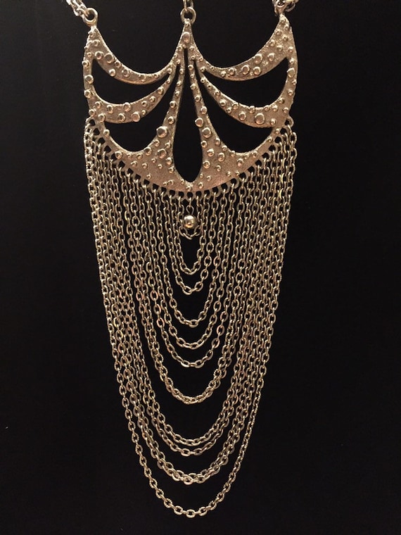 1970s Runway necklace .. dramatic modernist multip