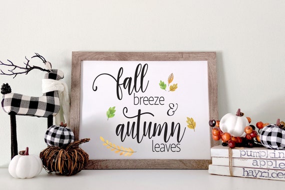 Fall wall art fall breeze and autumn leaves print autumn | Etsy