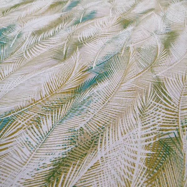 Canvas Feder Palmenblatt beige türkis