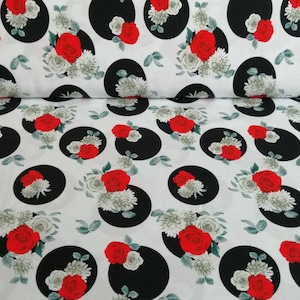 Cotton Jersey Polka Dots and Flowers Miss by Julie